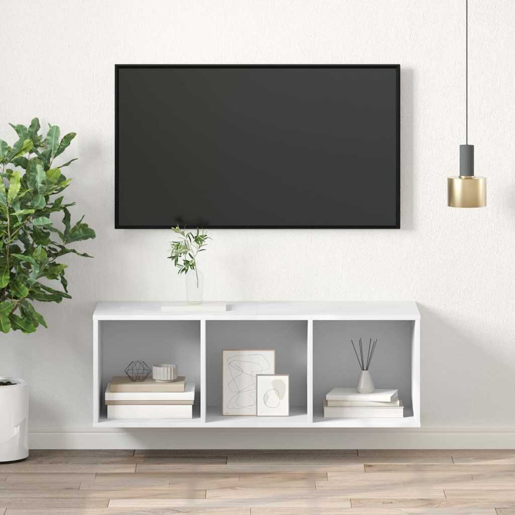 vidaXL ТВ шкаф за стенен монтаж бял 37x37x107 см инженерно дърво