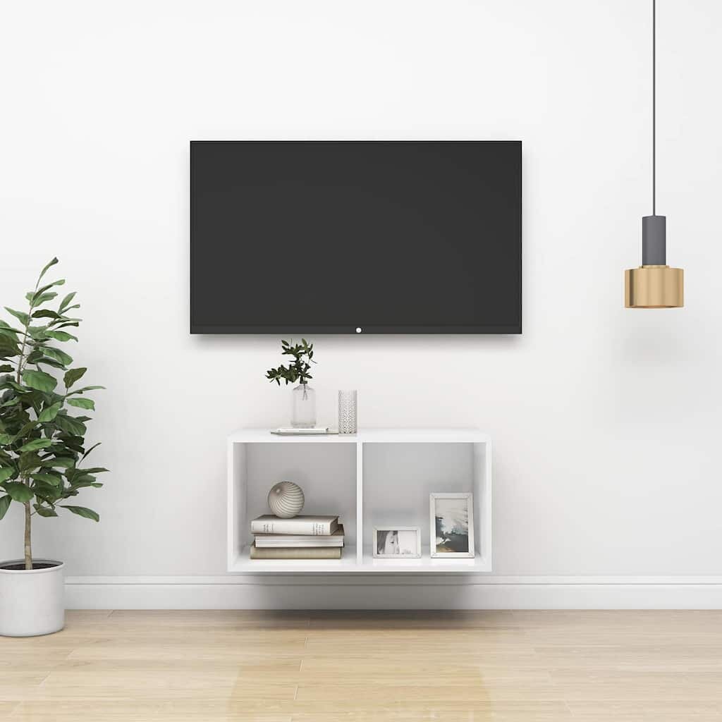 vidaXL ТВ шкаф за стенен монтаж бял 37x37x72 см инженерно дърво