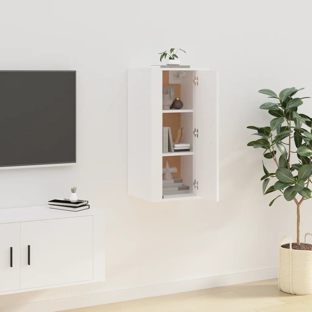 vidaXL ТВ шкаф за стенен монтаж бял 40x345x80 см