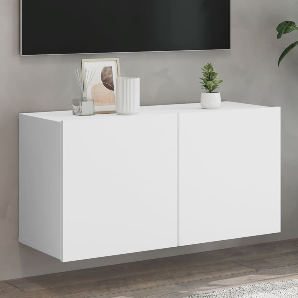 vidaXL ТВ шкаф за стенен монтаж бял 80x30x41 см