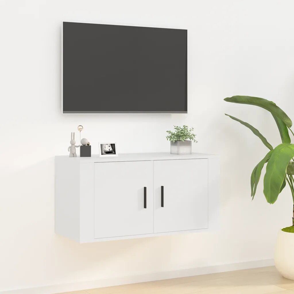 vidaXL ТВ шкаф за стенен монтаж бял 80x345x40 см