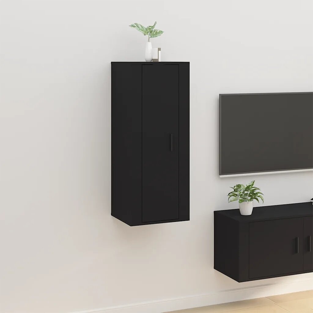 vidaXL ТВ шкаф за стенен монтаж черно 40x345x100 см