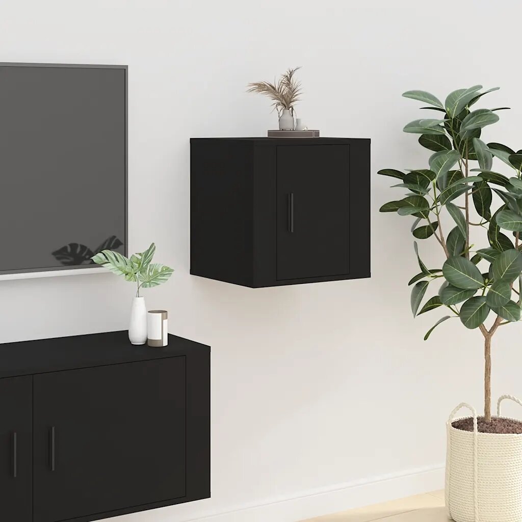 vidaXL ТВ шкаф за стенен монтаж черно 40x345x40 см