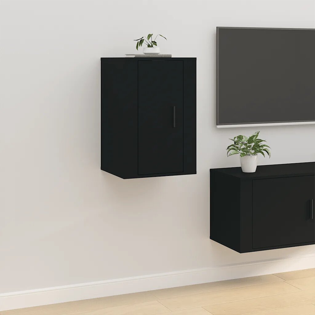 vidaXL ТВ шкаф за стенен монтаж черно 40x345x60см