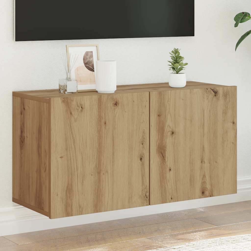 vidaXL ТВ шкаф за стенен монтаж дъб артизан 80x30x41 см