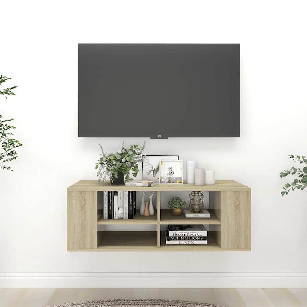 vidaXL ТВ шкаф за стенен монтаж дъб сонома 102x35x35 см