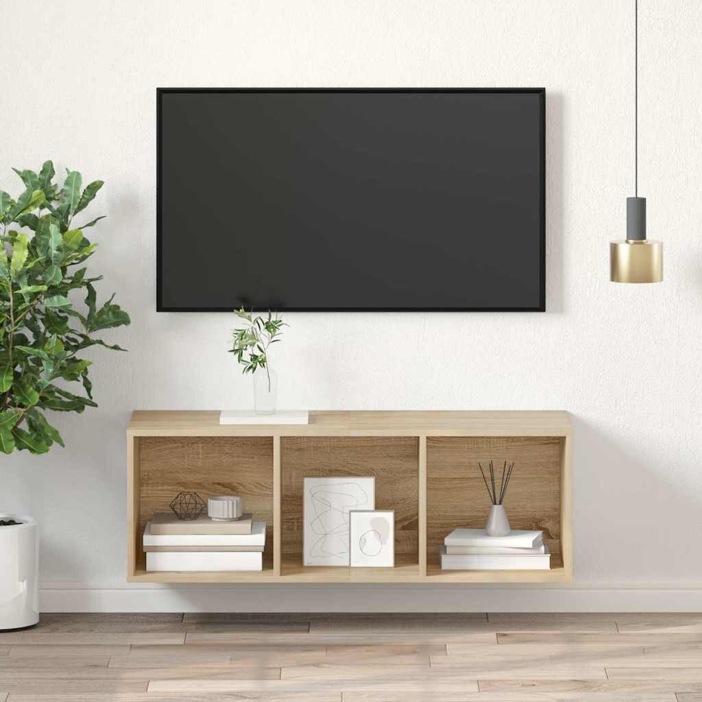 vidaXL ТВ шкаф за стенен монтаж дъб сонома 37x37x107 см