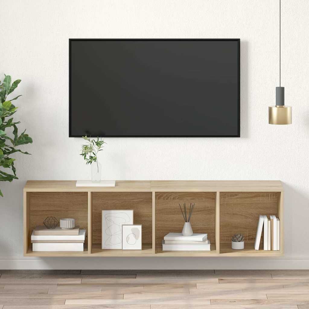 vidaXL ТВ шкаф за стенен монтаж дъб сонома 37x37x1425 см