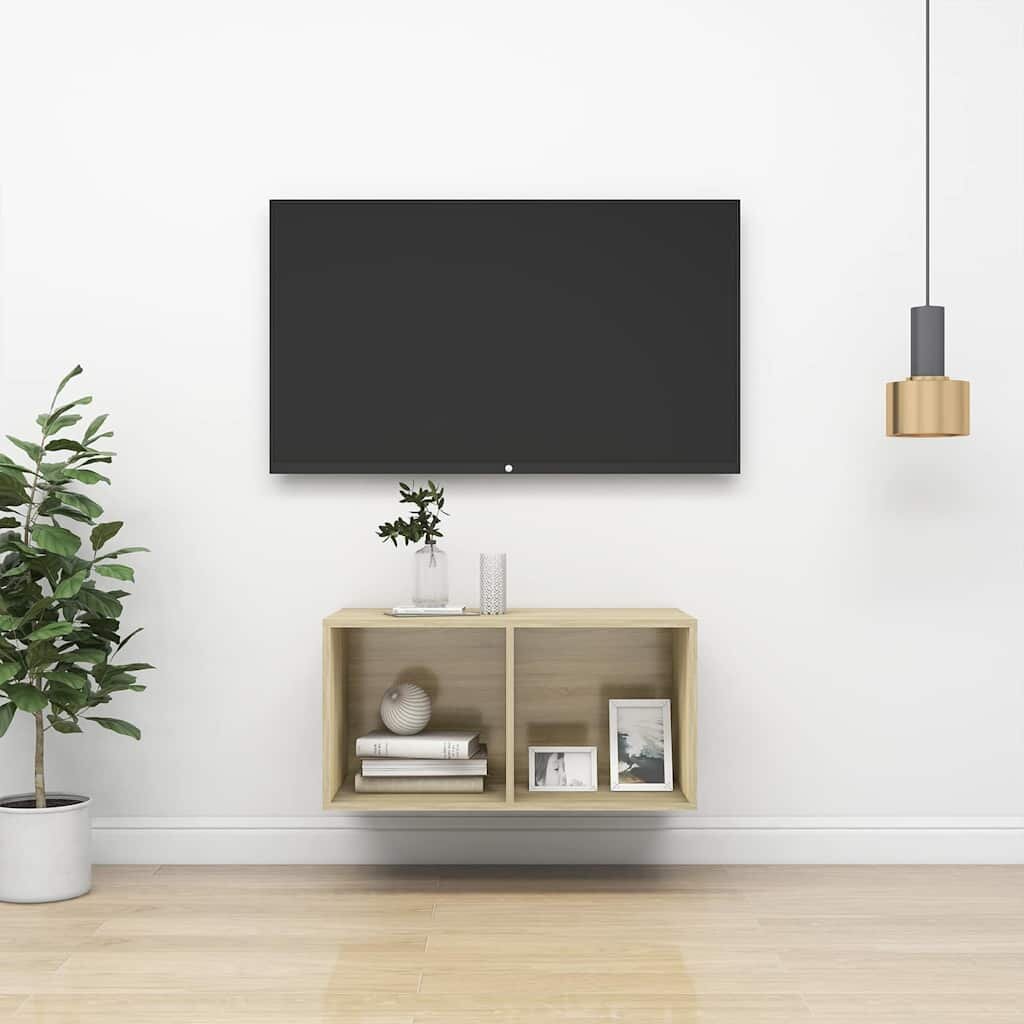 vidaXL ТВ шкаф за стенен монтаж дъб сонома 37x37x72 см инженерно дърво