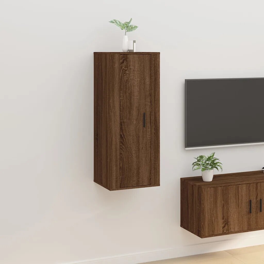 vidaXL ТВ шкаф за стенен монтаж кафяв дъб 40x345x100 см