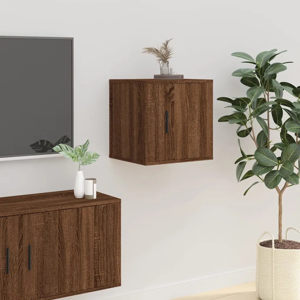 vidaXL ТВ шкаф за стенен монтаж кафяв дъб 40x345x40 см
