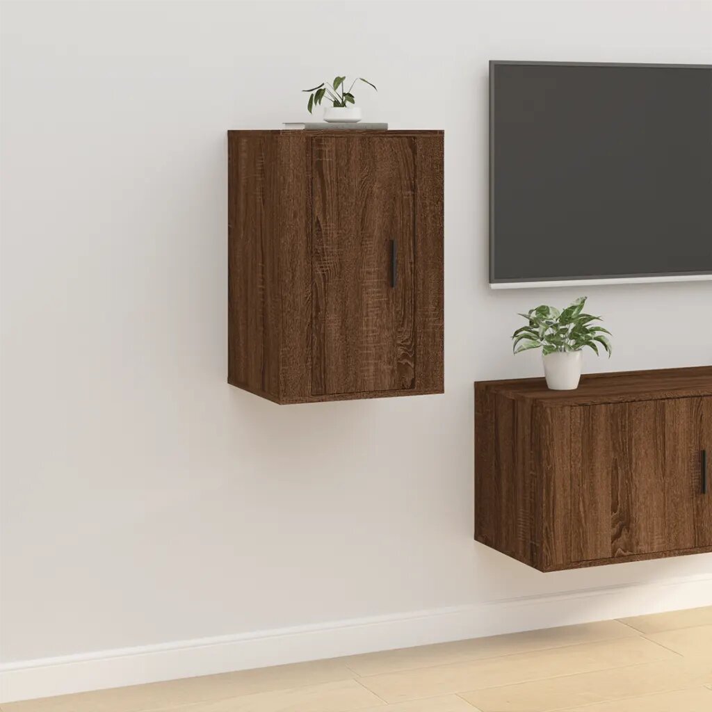 vidaXL ТВ шкаф за стенен монтаж кафяв дъб 40x345x60 см