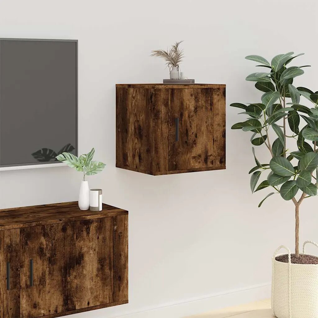 vidaXL ТВ шкаф за стенен монтаж опушен дъб 40x345x40 см