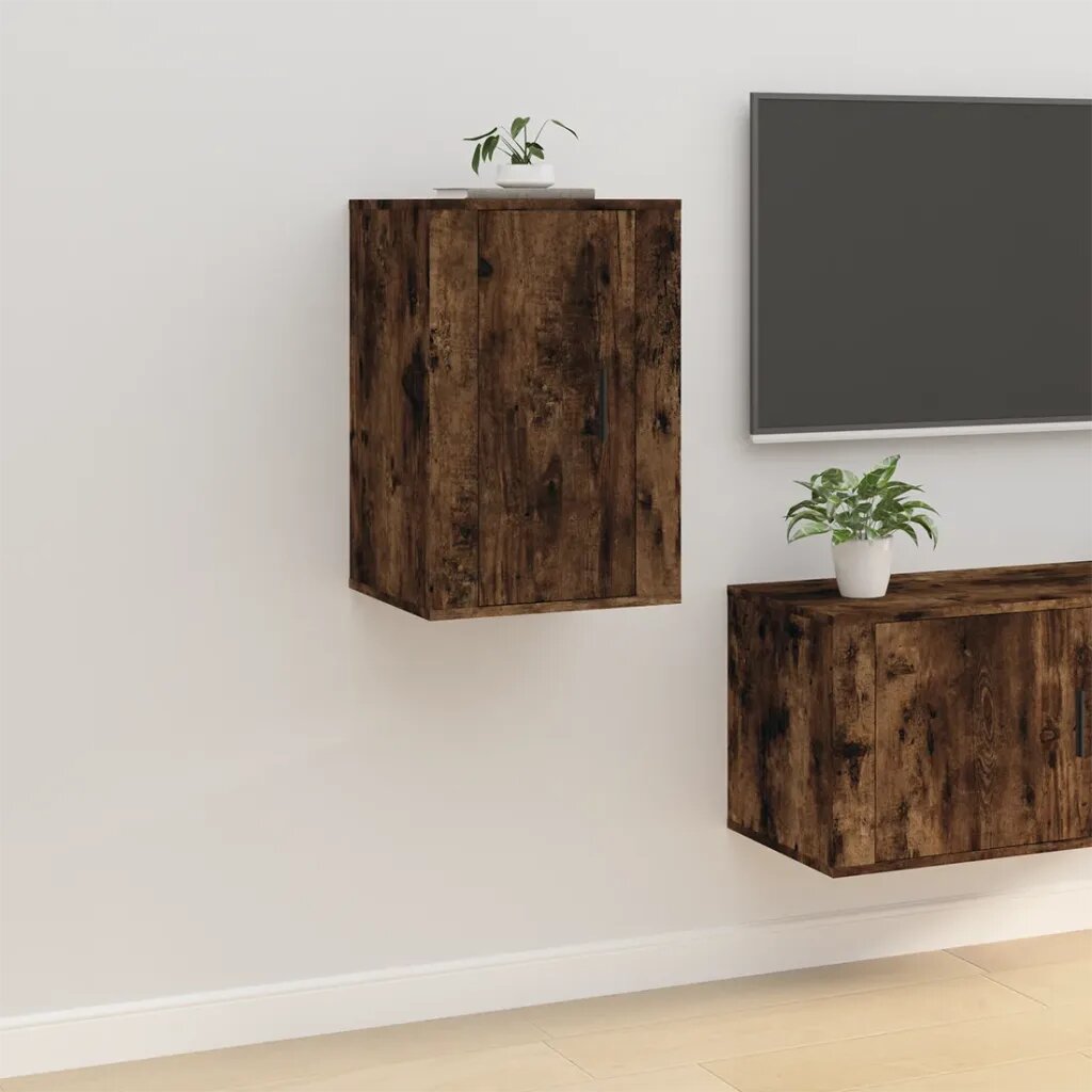 vidaXL ТВ шкаф за стенен монтаж опушен дъб 40x345x60 см