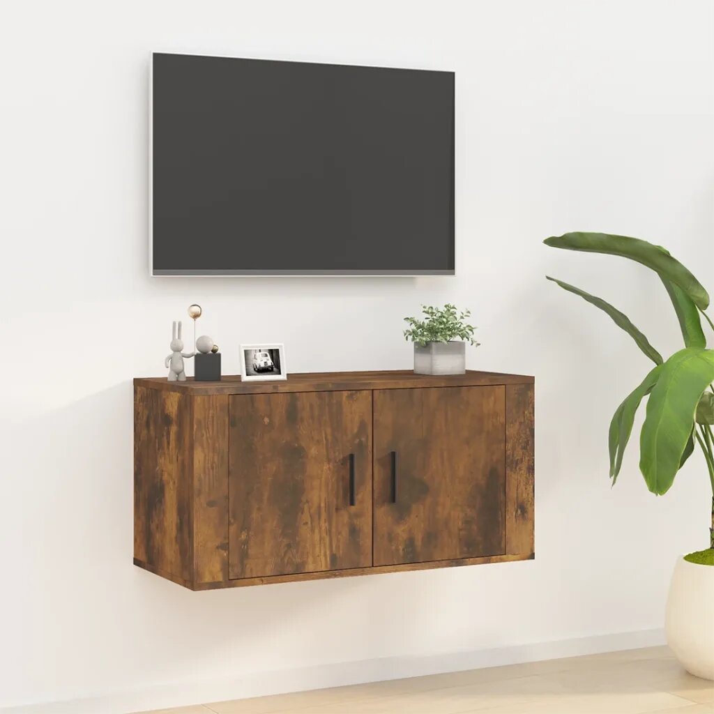 vidaXL ТВ шкаф за стенен монтаж oпушен дъб 80x345x40 см