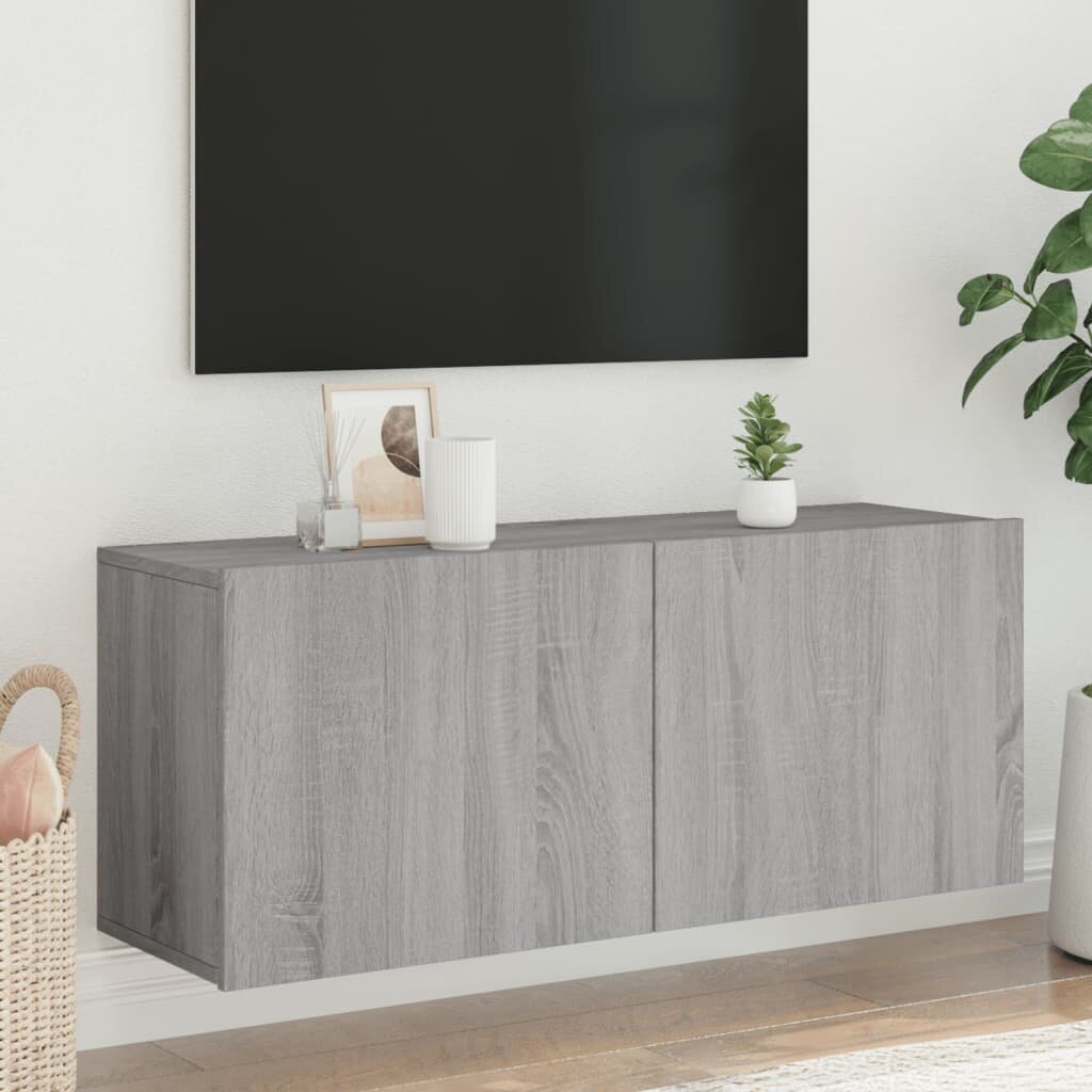 vidaXL ТВ шкаф за стенен монтаж сив сонома 100x30x41 см