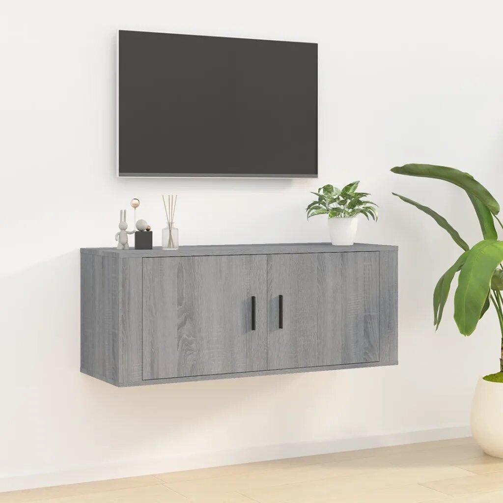 vidaXL ТВ шкаф за стенен монтаж сив сонома 100x345x40 см