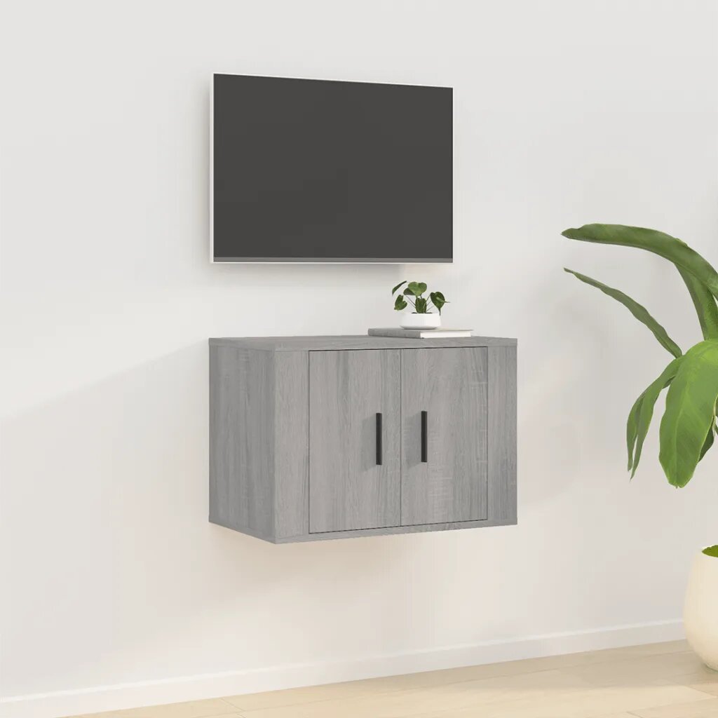 vidaXL ТВ шкаф за стенен монтаж сив сонома 57x345x40 см