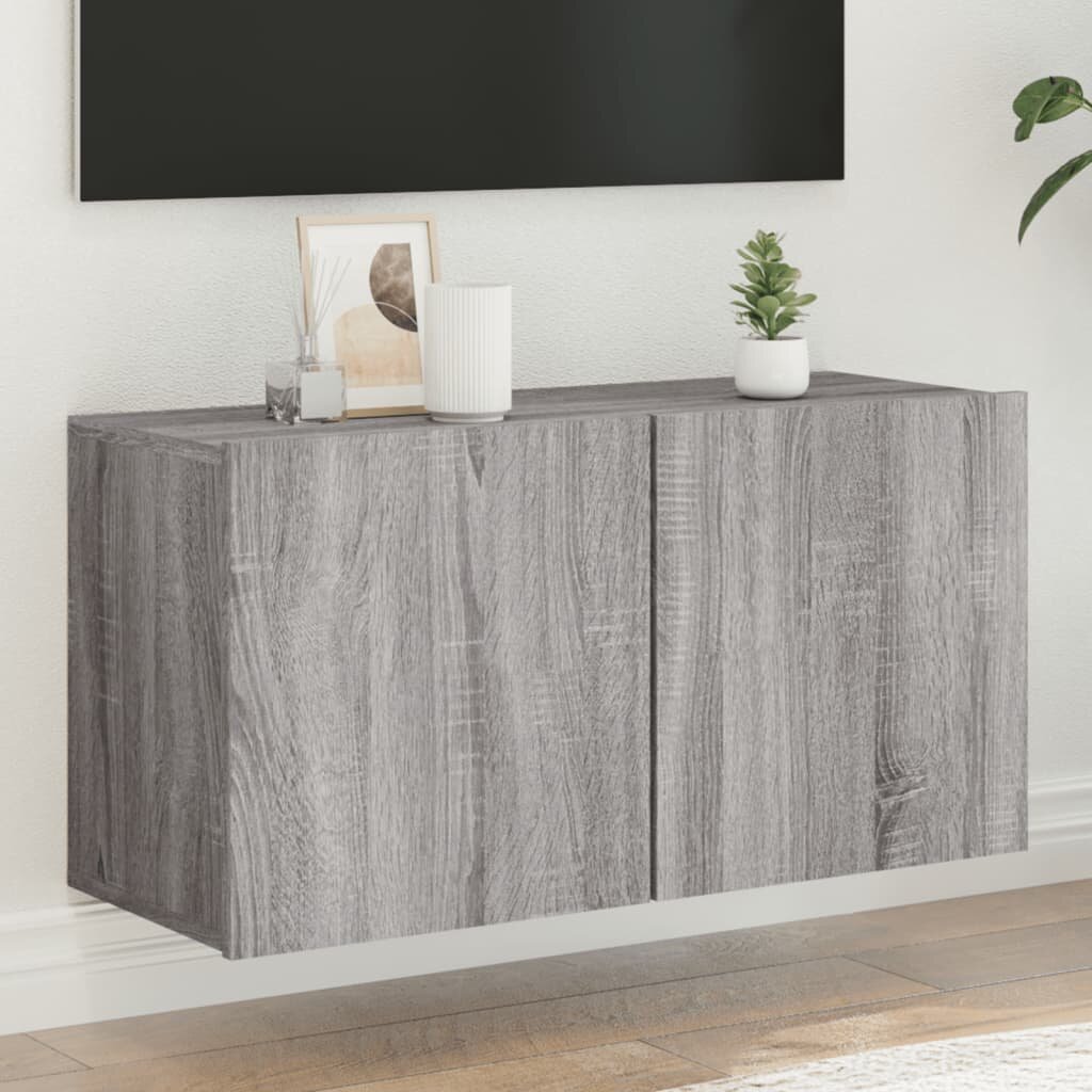 vidaXL ТВ шкаф за стенен монтаж сив сонома 80x30x41 см