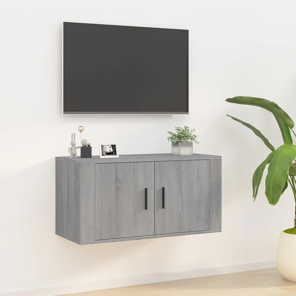 vidaXL ТВ шкаф за стенен монтаж сив сонома 80x345x40 см