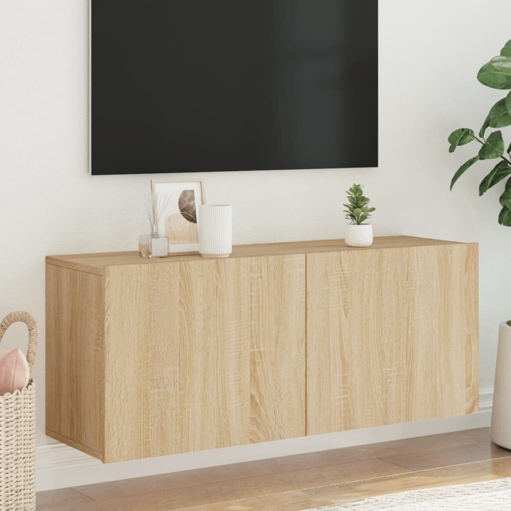 vidaXL ТВ шкаф за стенен монтаж сонома дъб 100x30x41 см