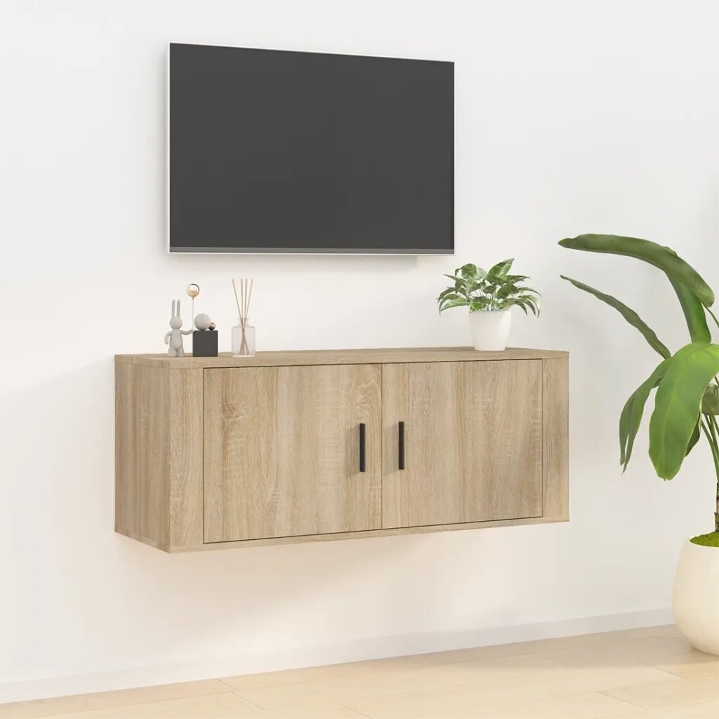 vidaXL ТВ шкаф за стенен монтаж сонома дъб 100x345x40 см