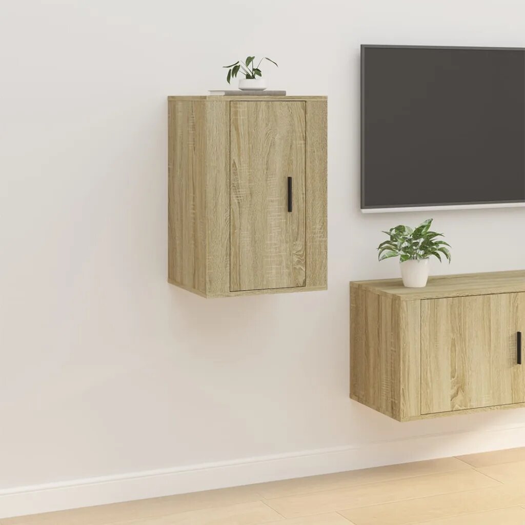 vidaXL ТВ шкаф за стенен монтаж сонома дъб 40x345x60 см