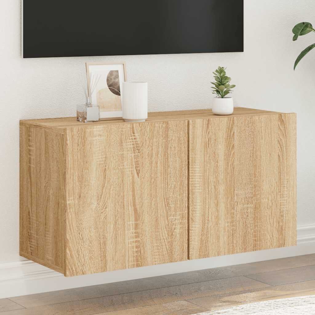vidaXL ТВ шкаф за стенен монтаж сонома дъб 80x30x41 см