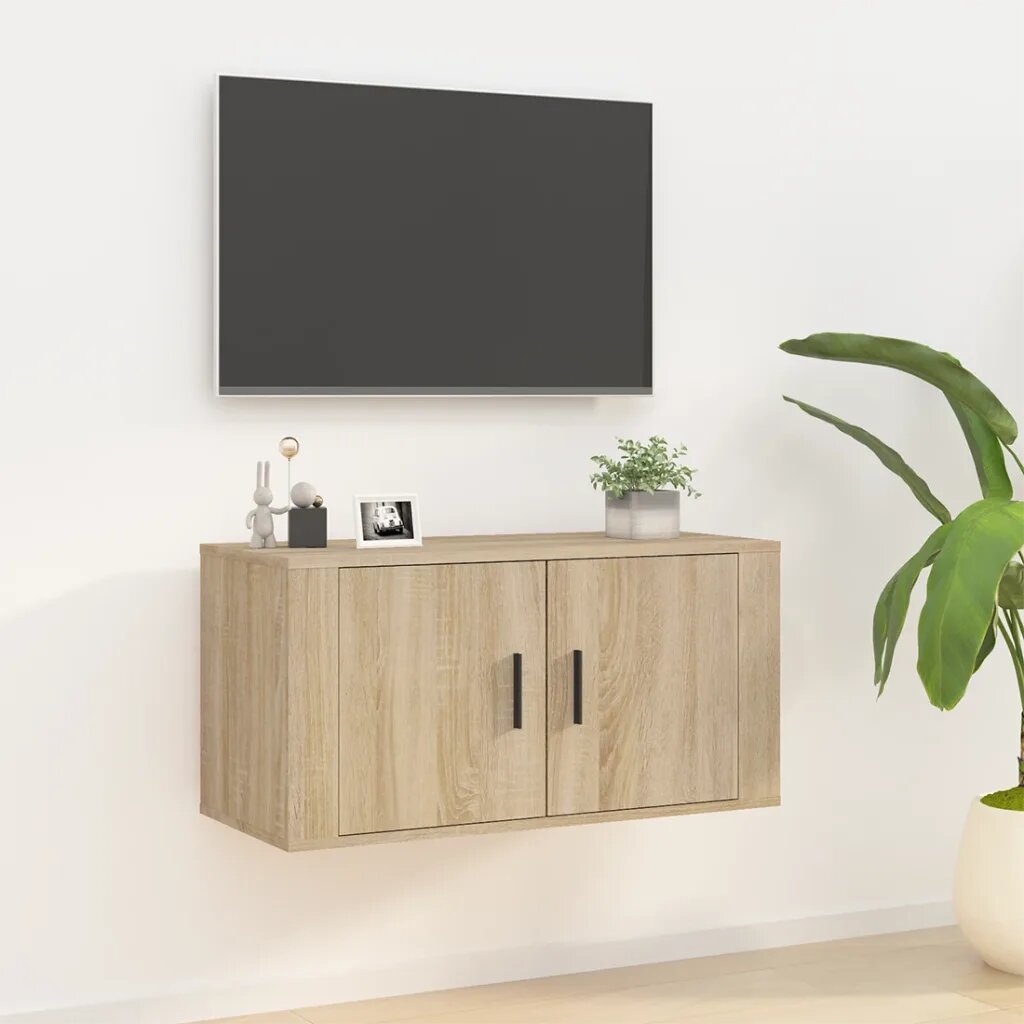 vidaXL ТВ шкаф за стенен монтаж сонома дъб 80x345x40 см