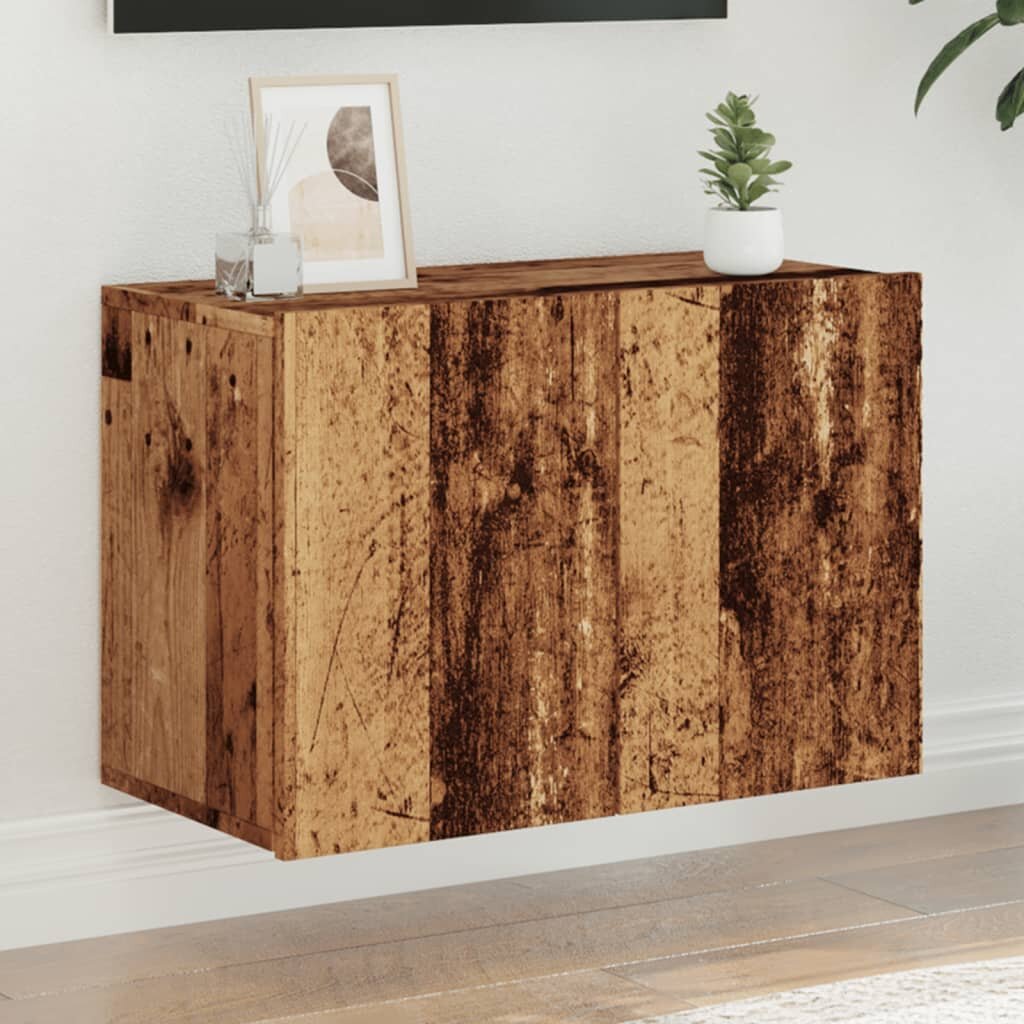 vidaXL ТВ шкаф за стенен монтаж старо дърво 60x30x41 см