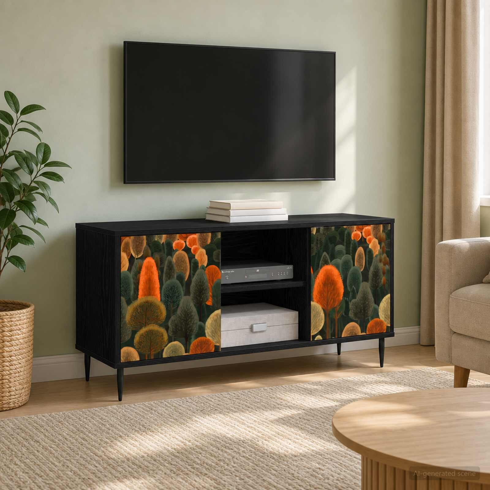 vidaXL ТВ шкаф ZAANDAM 102 x 33 x 51 см Черен дъб Инженерна дървесина