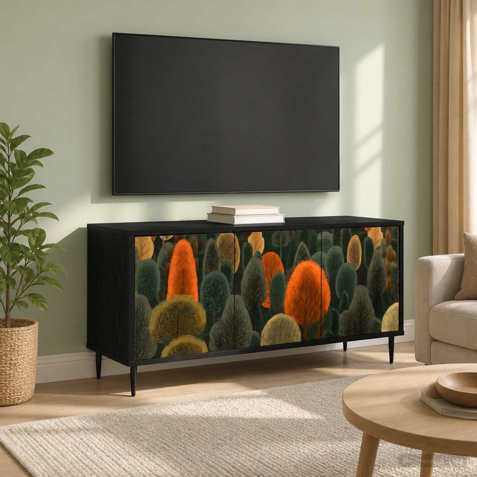 vidaXL ТВ шкаф ZAANDAM 102 x 33 x 51 см Черен дъб Инженерна дървесина