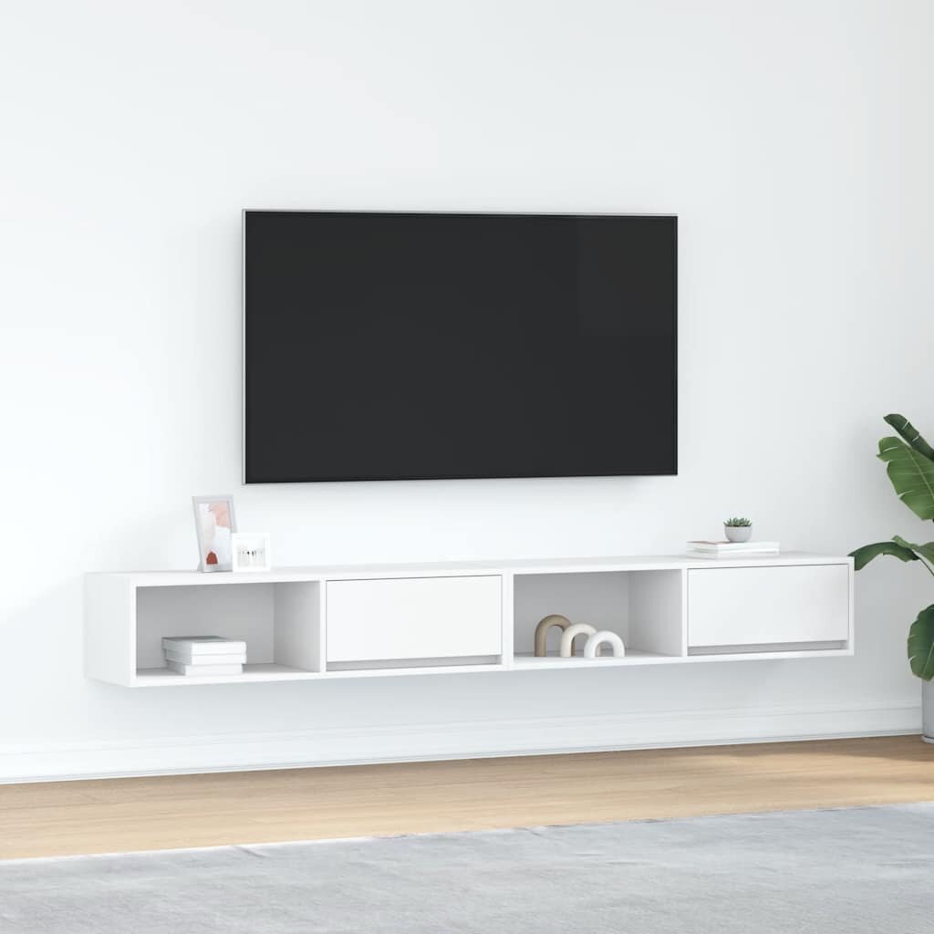vidaXL ТВ шкафове 2 бр бели 100x31x255 см инженерно дърво