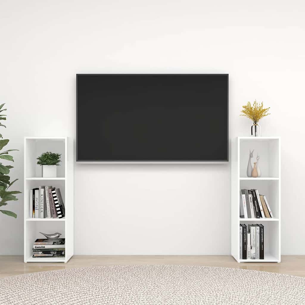 vidaXL ТВ шкафове 2 бр бели 107x35x37 см инженерно дърво