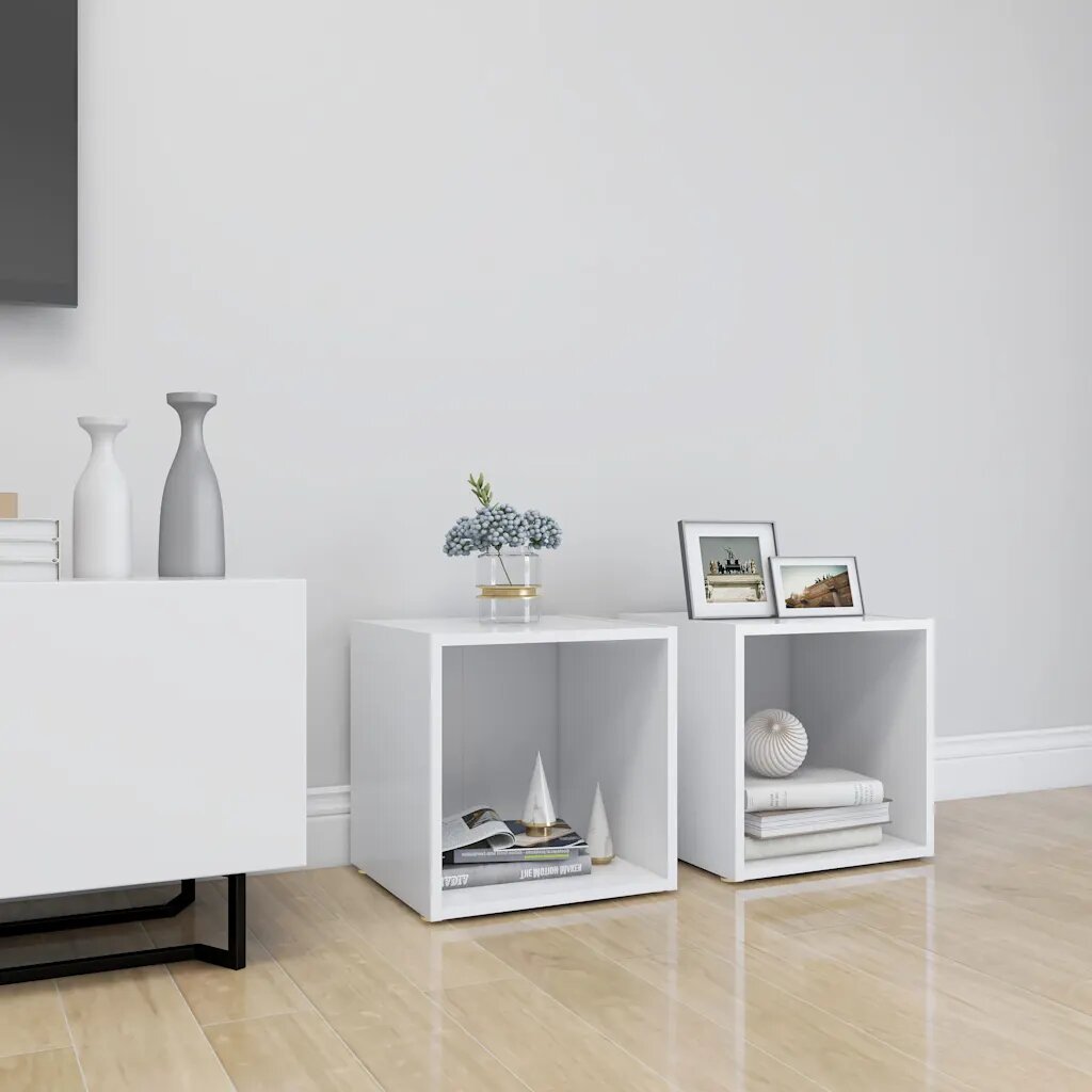 vidaXL ТВ шкафове 2 бр бели 37x35x37 см инженерно дърво