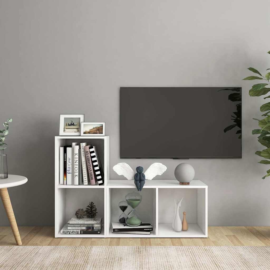 vidaXL ТВ шкафове 2 бр бeли 72x35x365 см инженерно дърво