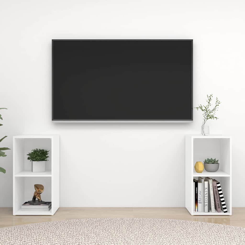 vidaXL ТВ шкафове 2 бр бeли 72x35x365 см инженерно дърво