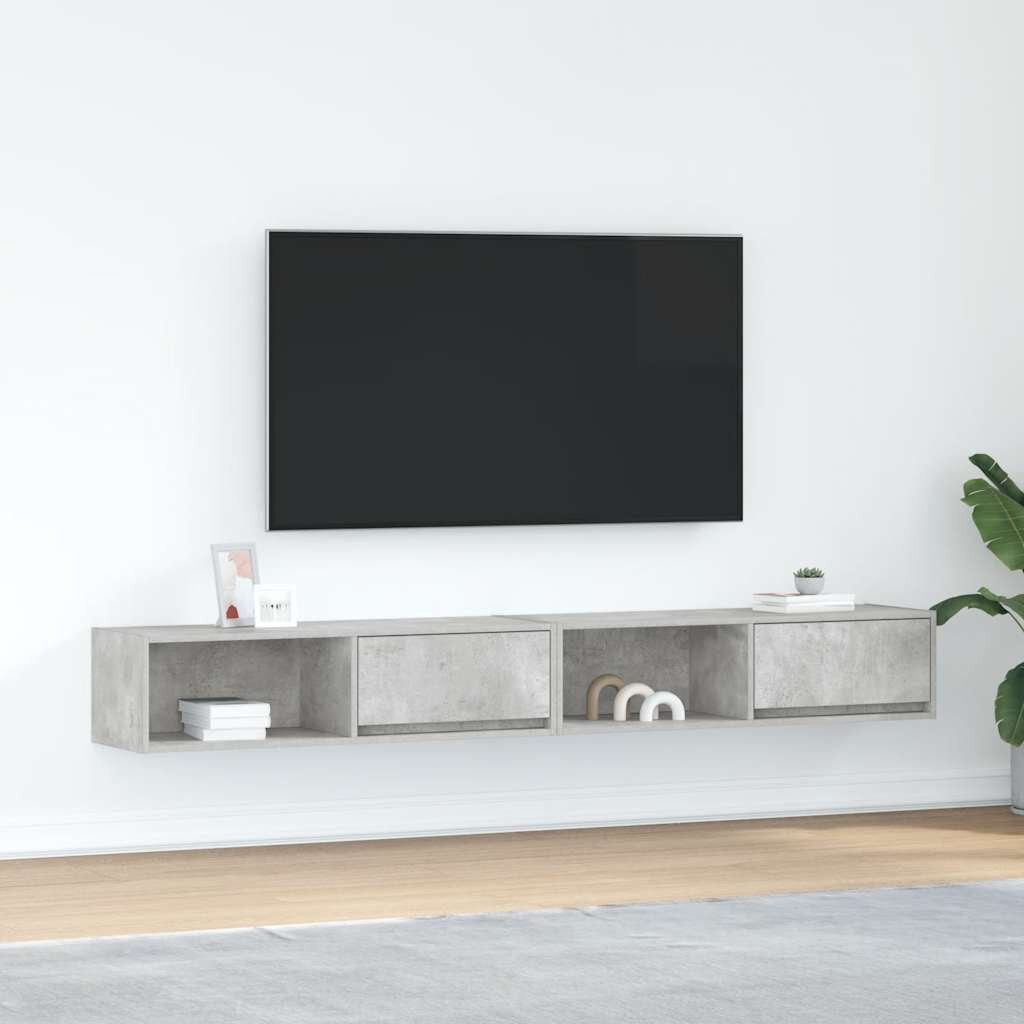 vidaXL ТВ шкафове 2 бр бетонно сиви 100x31x255 см инженерно дърво