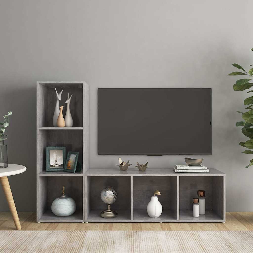 vidaXL ТВ шкафове 2 бр бетонно сиви 107x35x37 см инженерно дърво