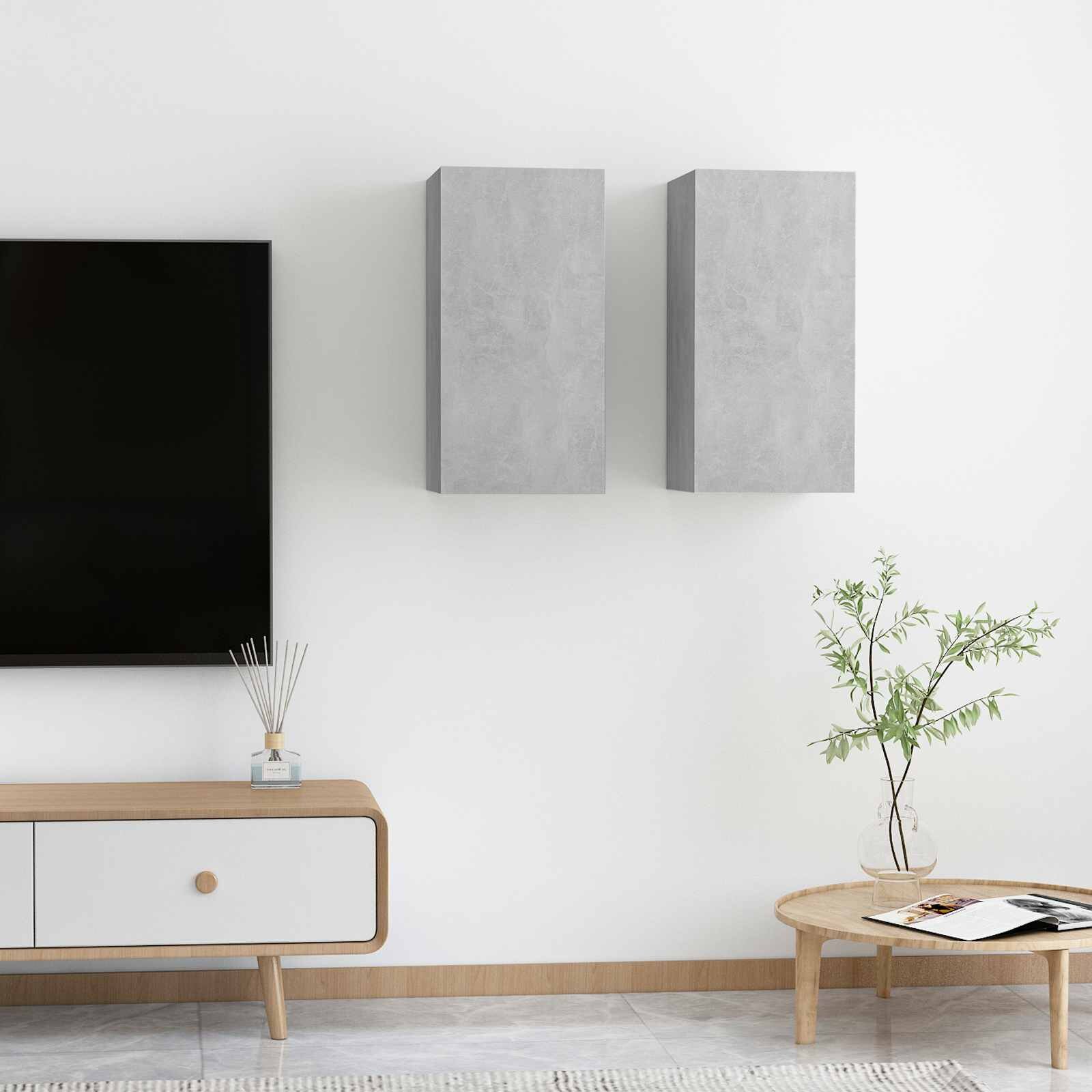 vidaXL ТВ шкафове 2 бр бетонно сиви 305x30x60 см инженерно дърво