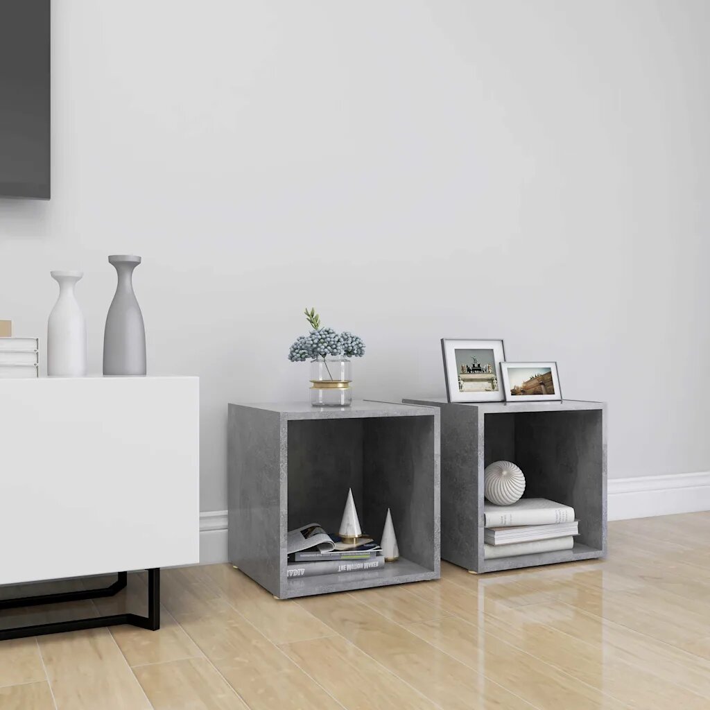 vidaXL ТВ шкафове 2 бр бетонно сиви 37x35x37 см инженерно дърво