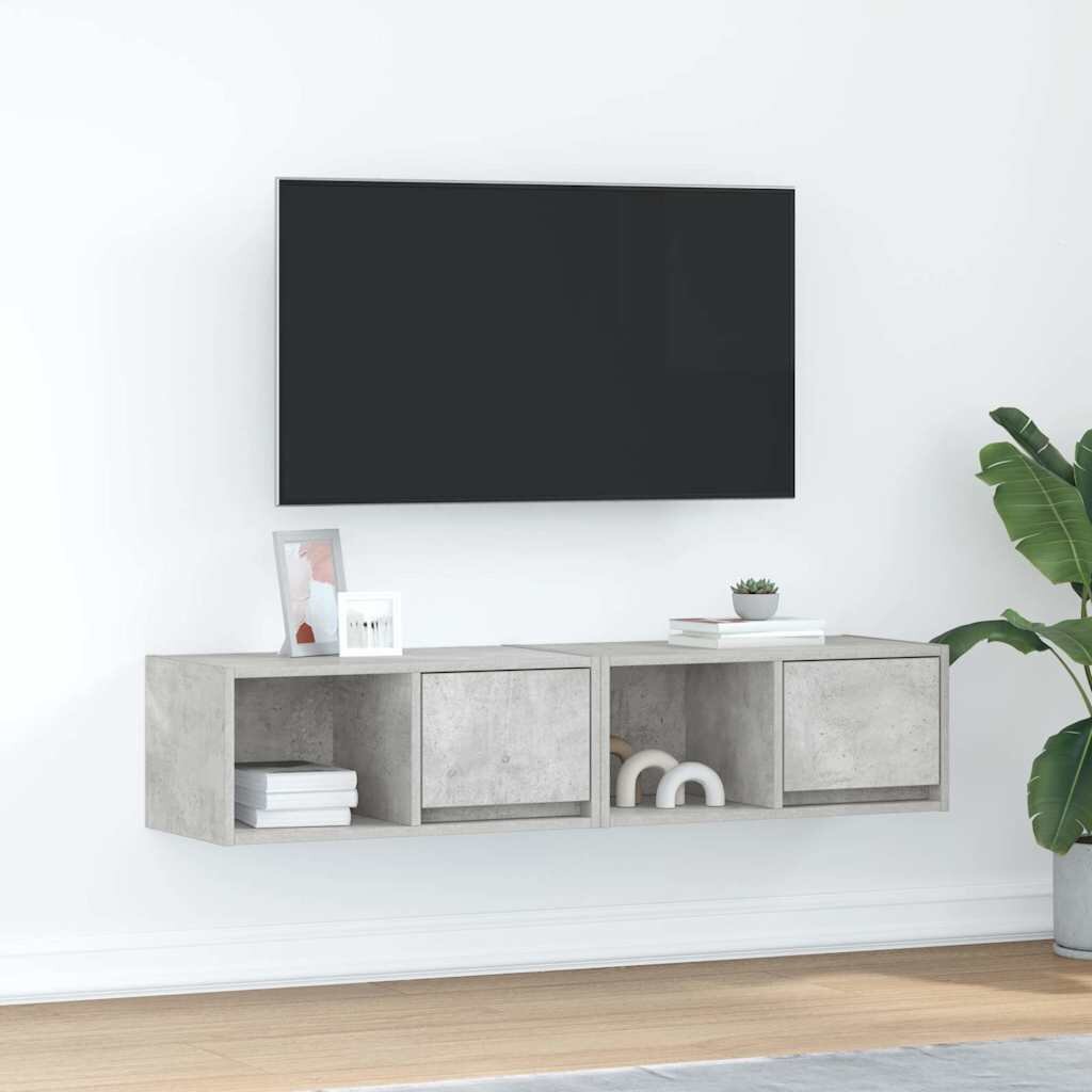 vidaXL ТВ шкафове 2 бр бетонно сиви 60x31x255 см инженерно дърво