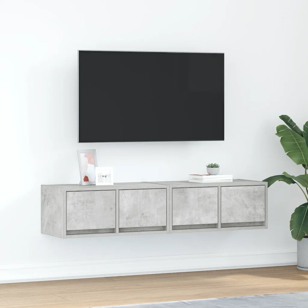 vidaXL ТВ шкафове 2 бр бетонно сиви 60x31x255 см инженерно дърво