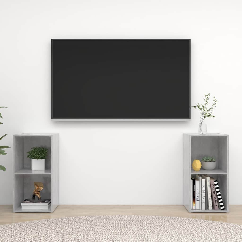vidaXL ТВ шкафове 2 бр бетонно сиви 72x35x365 см инженерно дърво