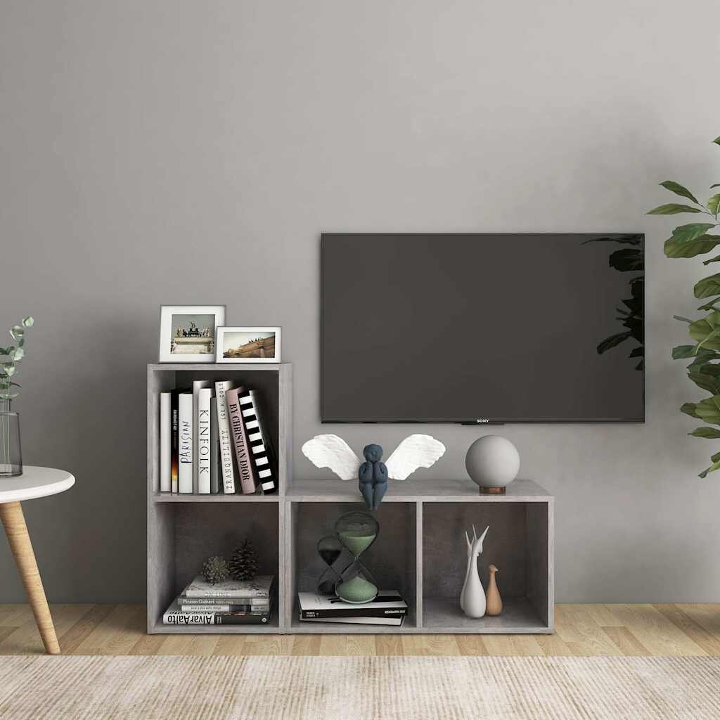 vidaXL ТВ шкафове 2 бр бетонно сиви 72x35x365 см инженерно дърво