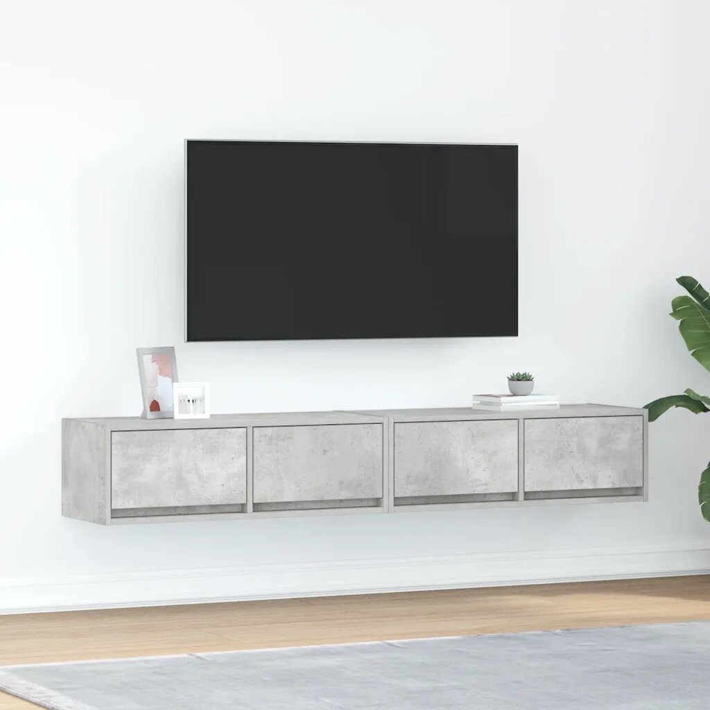 vidaXL ТВ шкафове 2 бр бетонно сиви 80x31x255 см инженерно дърво