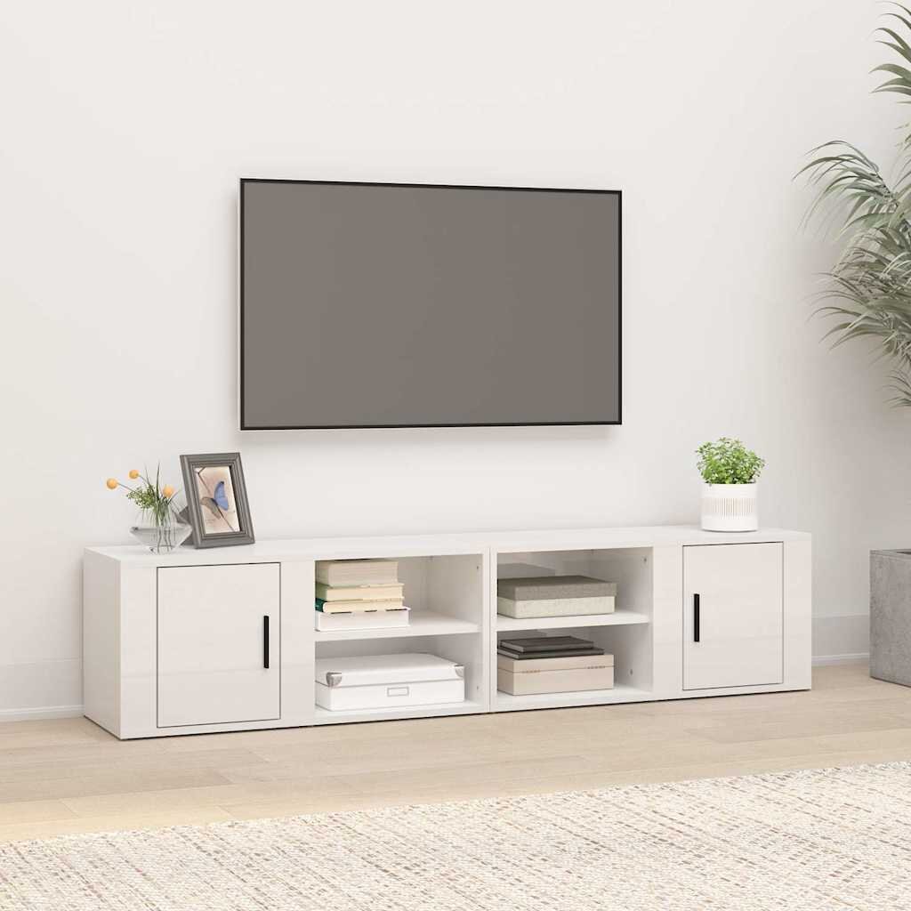 vidaXL ТВ шкафове 2 бр бял гланц 80x315x36 см инженерно дърво