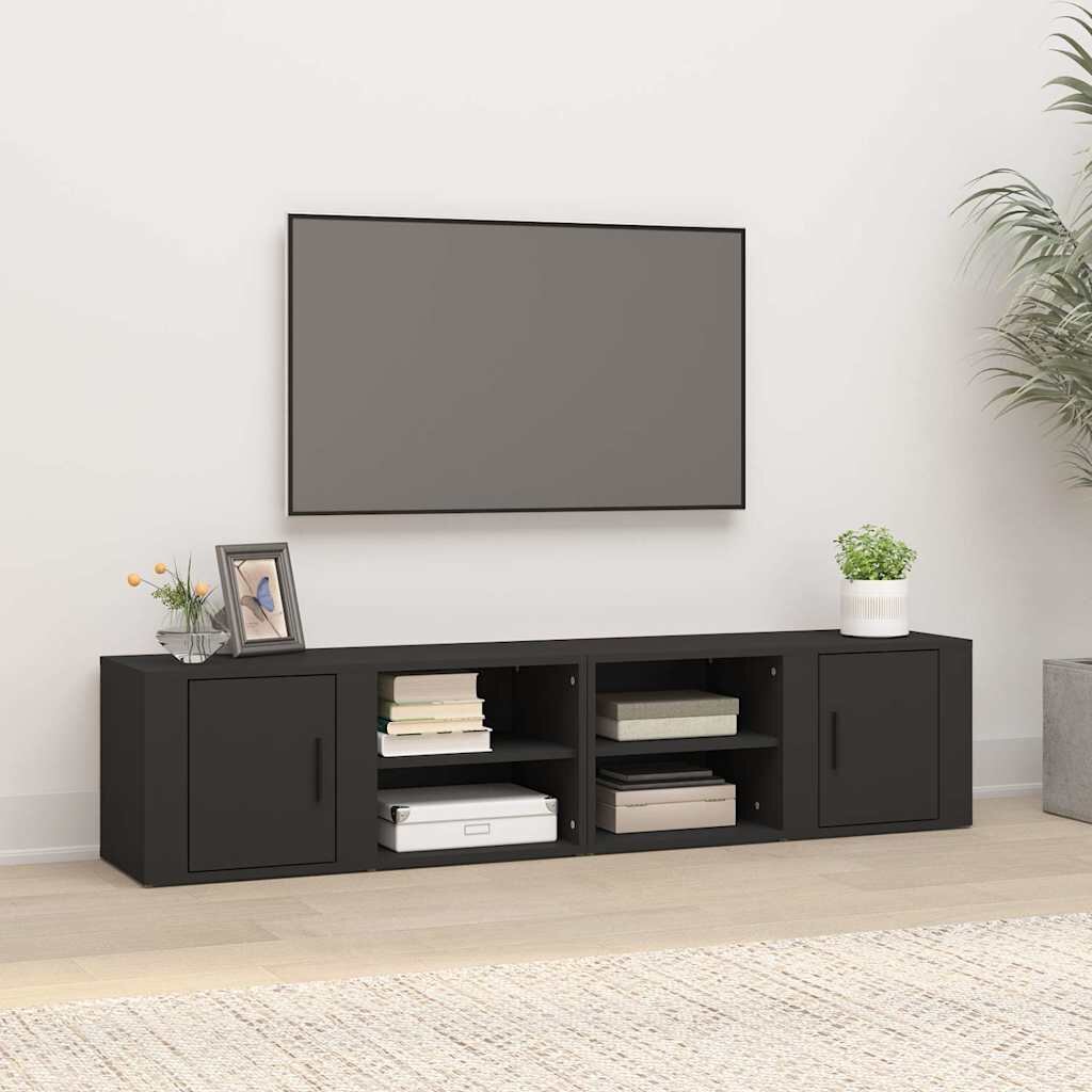 vidaXL ТВ шкафове 2 бр черни 80x315x36 см инженерно дърво