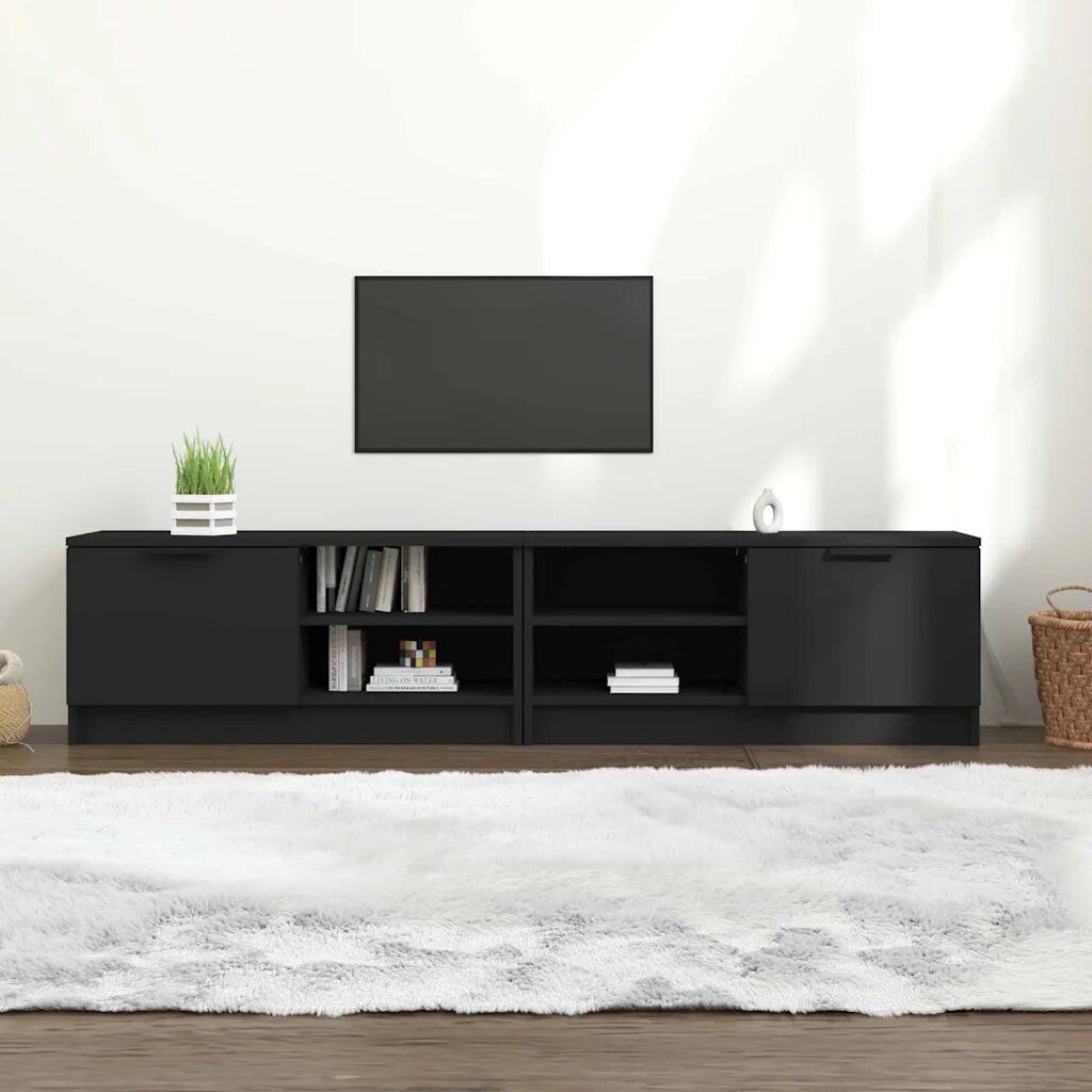 vidaXL ТВ шкафове 2 бр черни 80x35x365 см инженерно дърво
