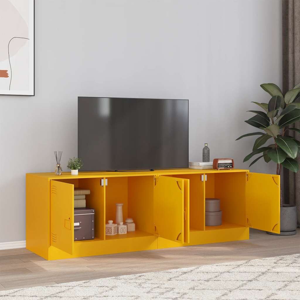 vidaXL ТВ шкафове 2 бр горчица жълто 67x39x44 см стомана